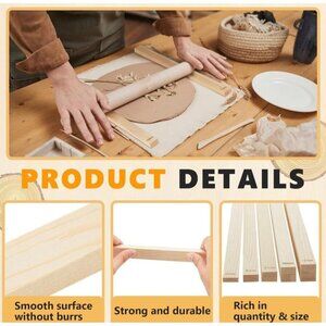 Adjustable Wooden Clay Thickness Guides For Crafting & Pottery 10 Piece
